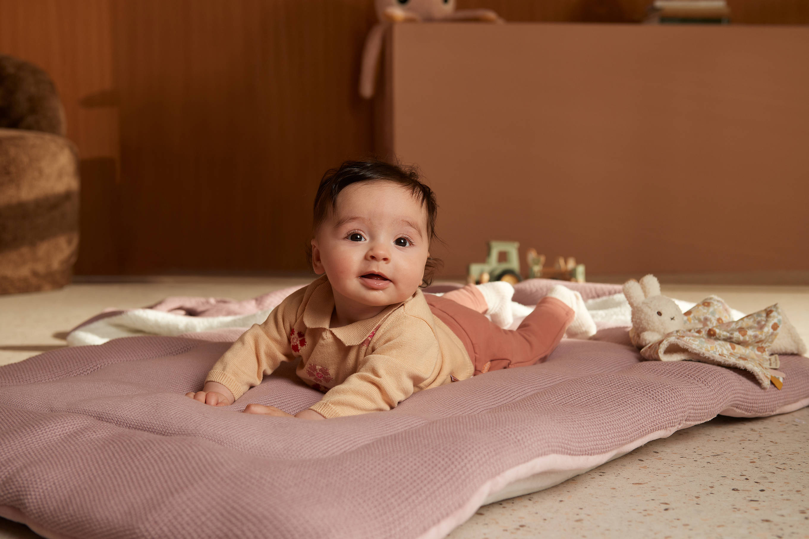 Brede baby haarband licht beige