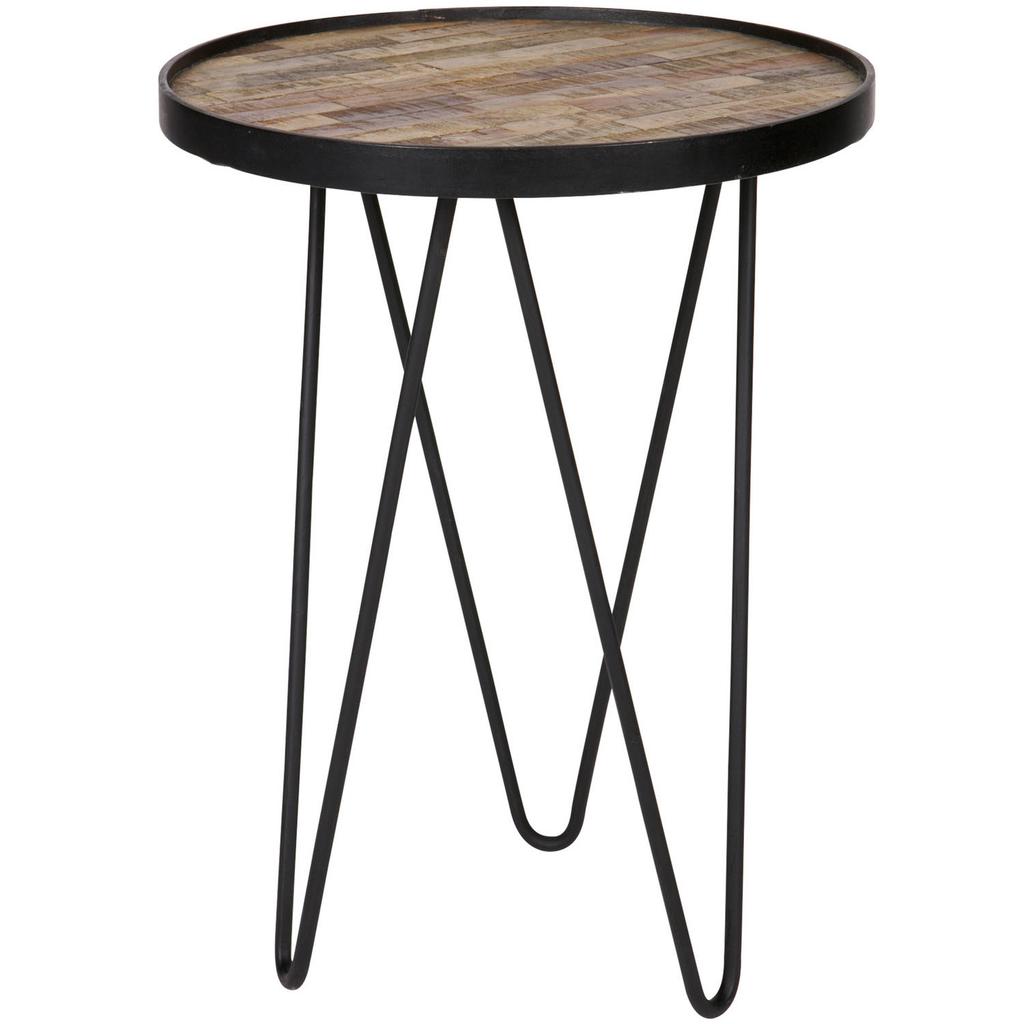 WOOOD WOOOD Lev Bijzettafel - Hout/Metaal - Zwart - 52x39x39