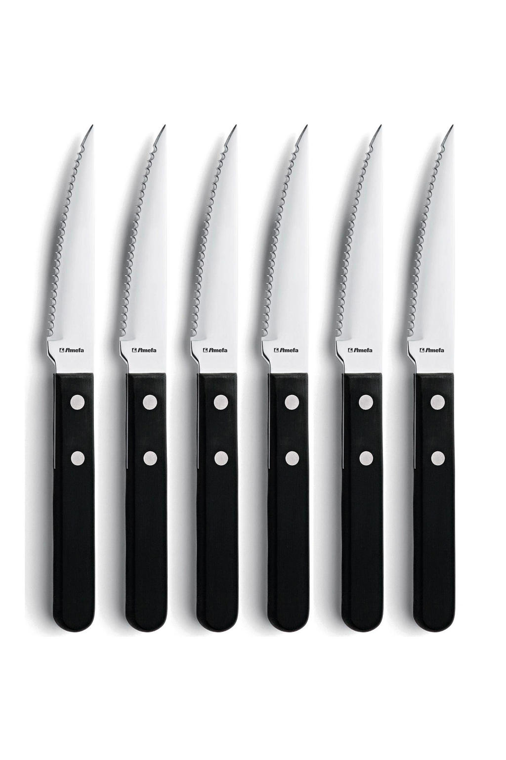 Amefa steakmessen rvs + zwart (6-delig)