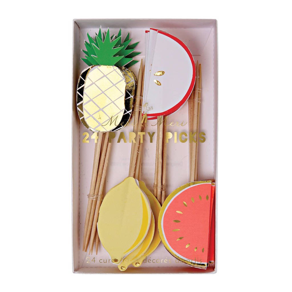 Meri Meri feestprikkers (set van 24), Goud/groen/geel/oranje