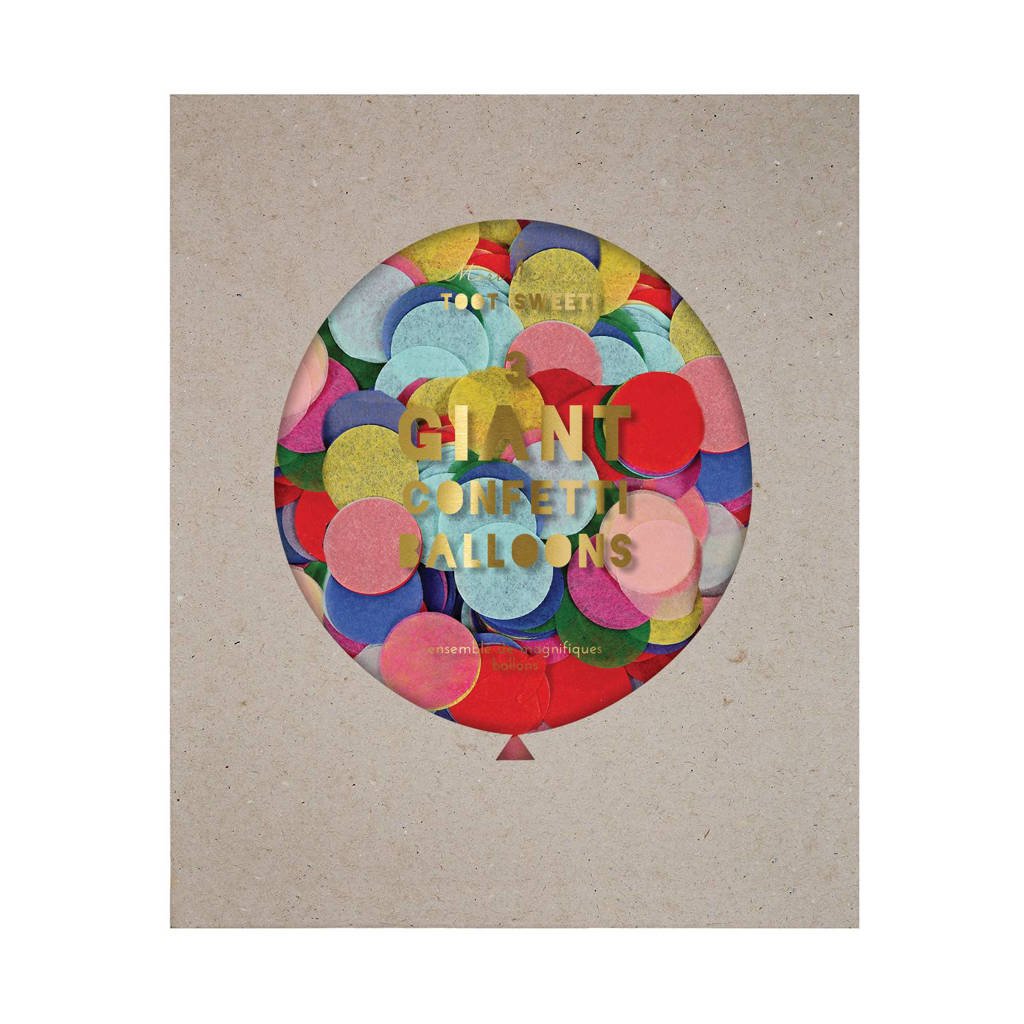 Meri Meri confetti ballon (set van 3), Rood/geel/blauw