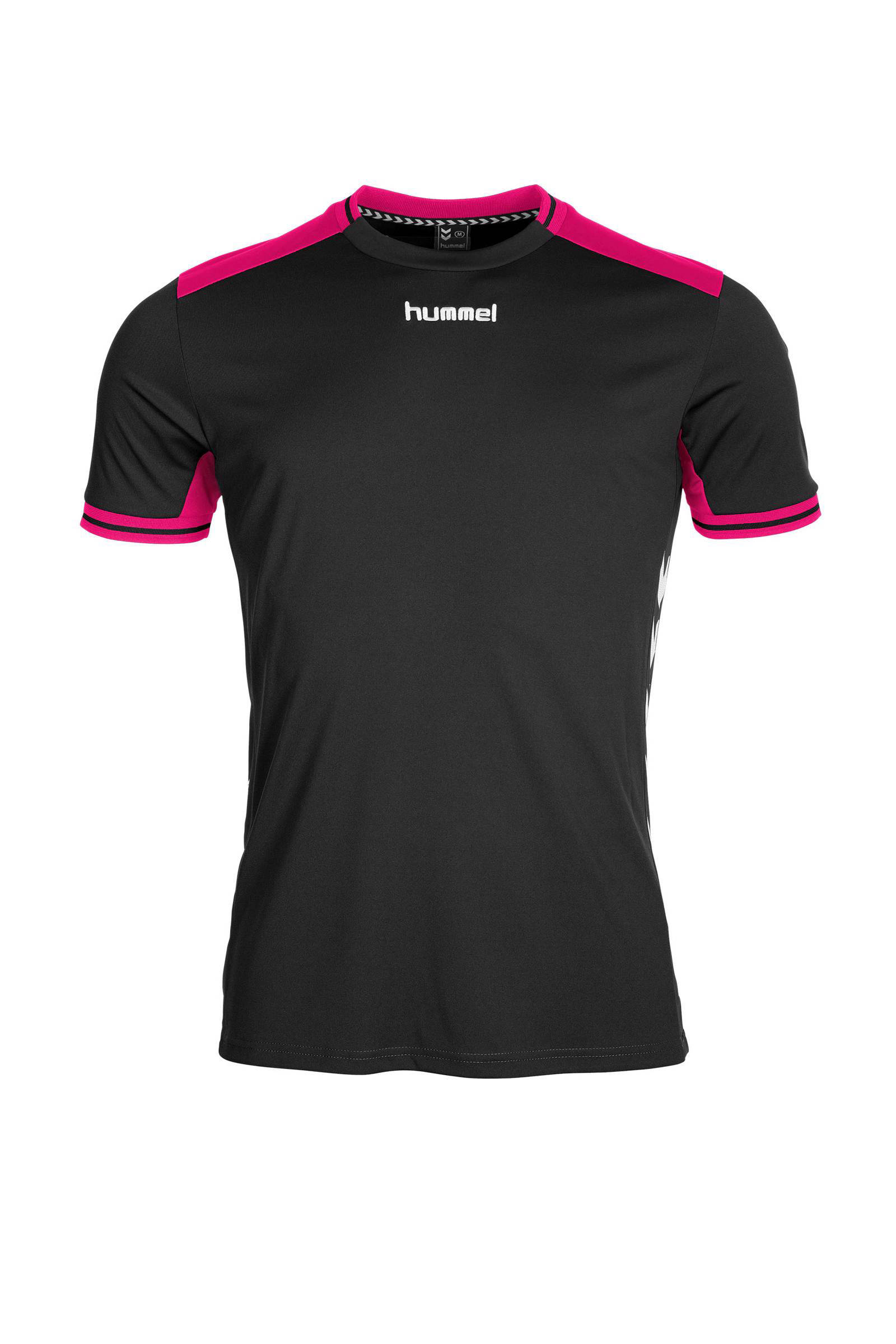 hummel sport T-shirt zwart/roze | wehkamp