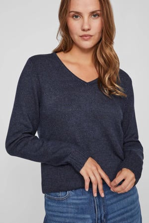 gemêleerde gebreide trui VIRIL donkerblauw