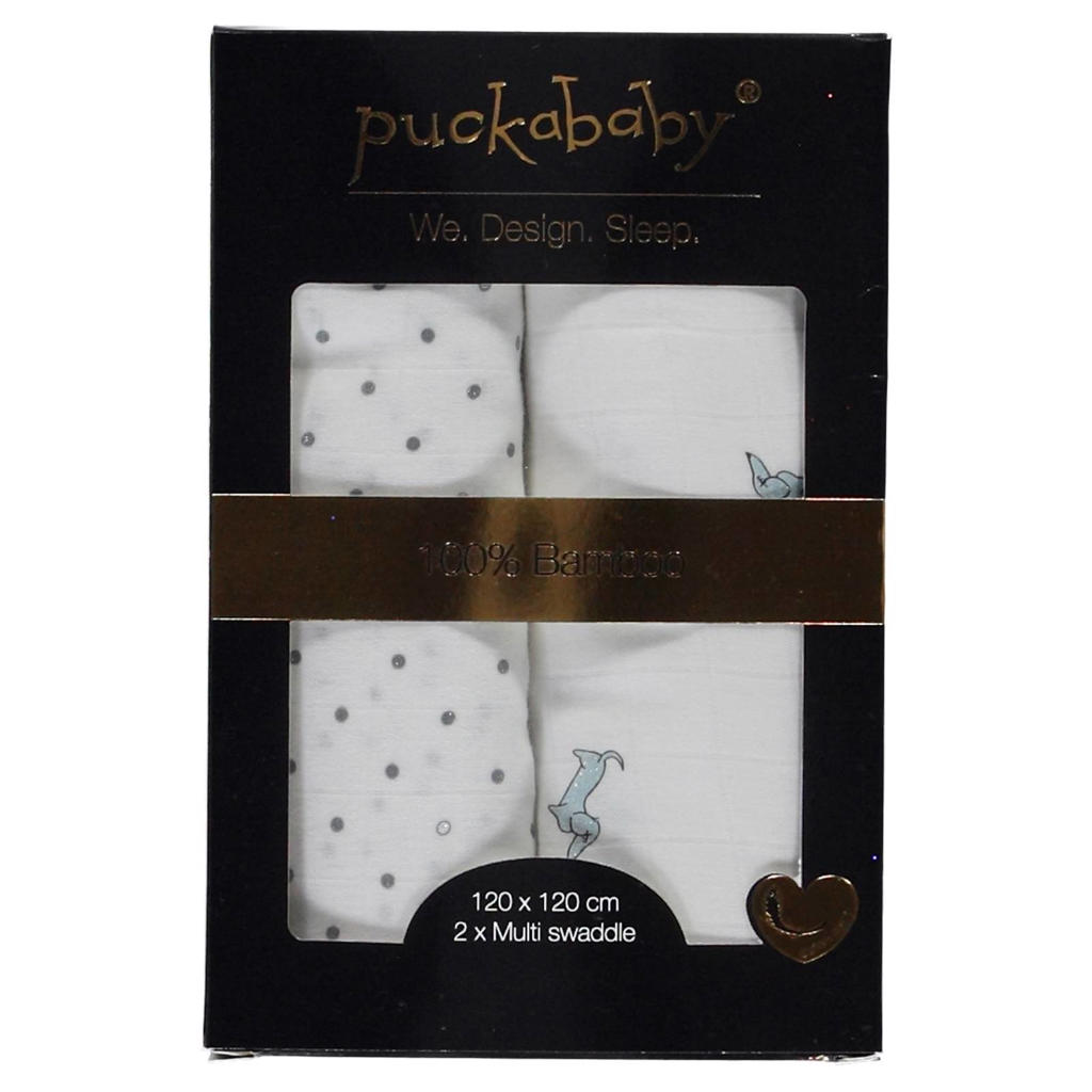 Puckababy bamboe swaddles 120x120 cm (2 stuks) dotty & pucky wehkamp