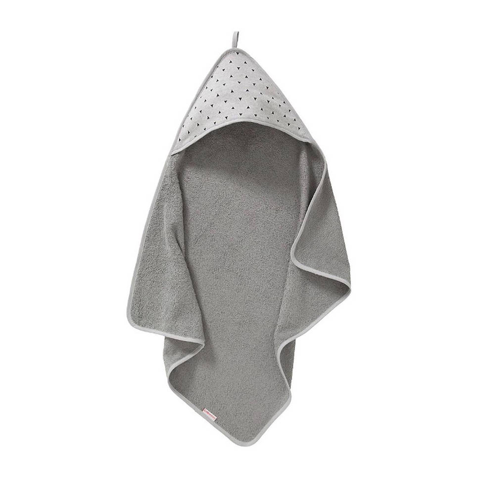 Cottonbaby Driehoek badcape 75x75 cm grijs/zwart, Grijs/zwart