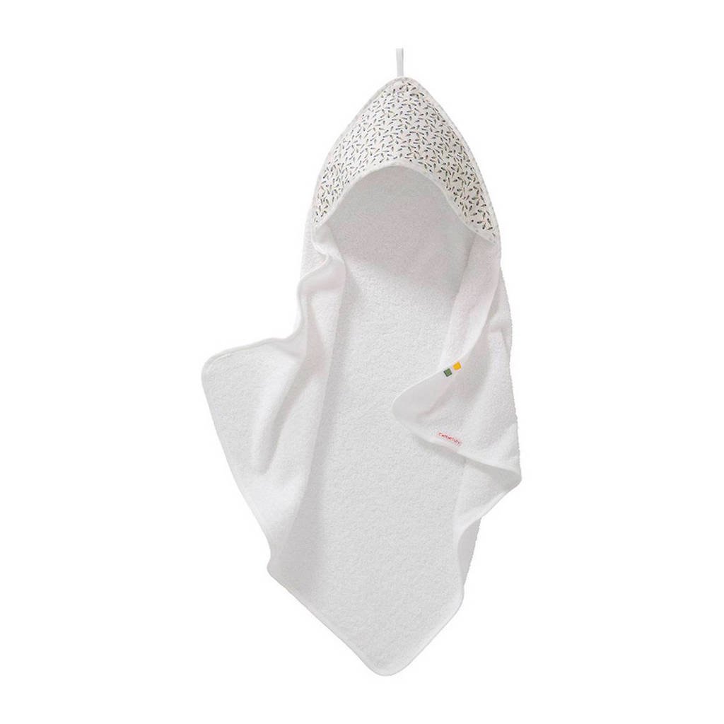 Cottonbaby Vvertjes badcape 75x75 cm wit/zwart, Wit/zwart