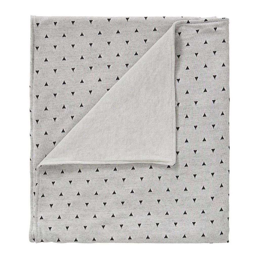 Cottonbaby driehoek wiegdeken gevoerd 75X90 cm grijs/zwart, Grijs/zwart