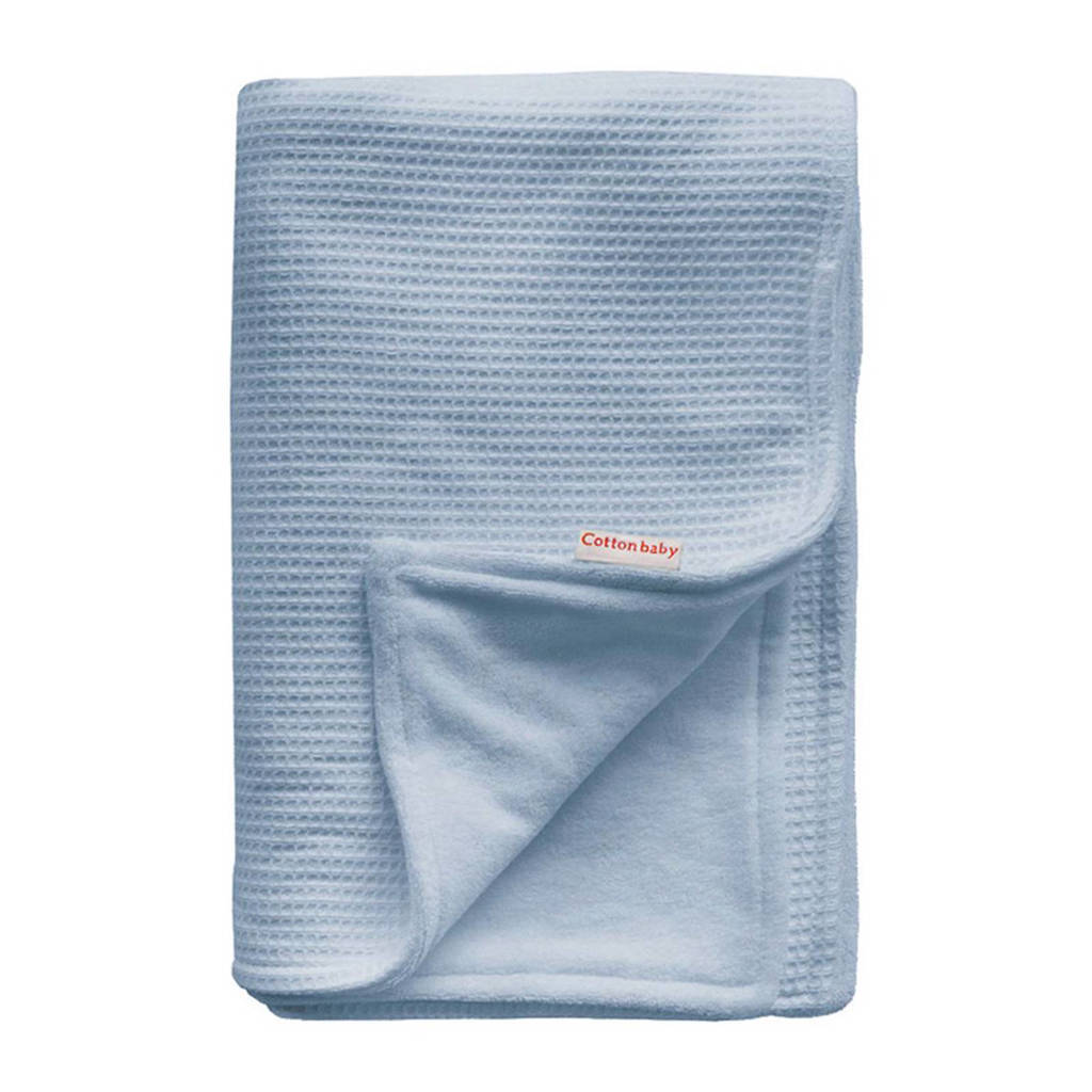 Cottonbaby baby ledikantdeken gevoerd 120x150 cm oudblauw