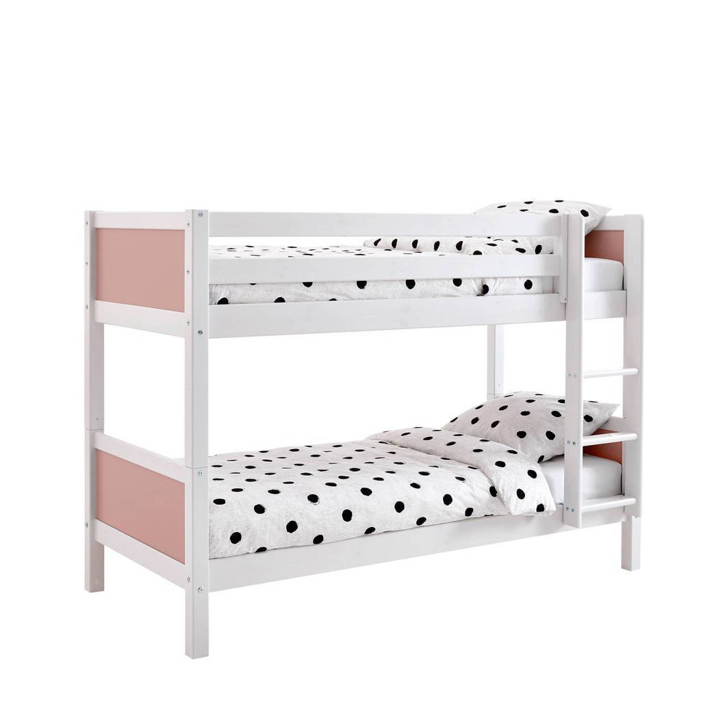 Flexworld stapelbed Jip (90x200 cm), Wit/roze