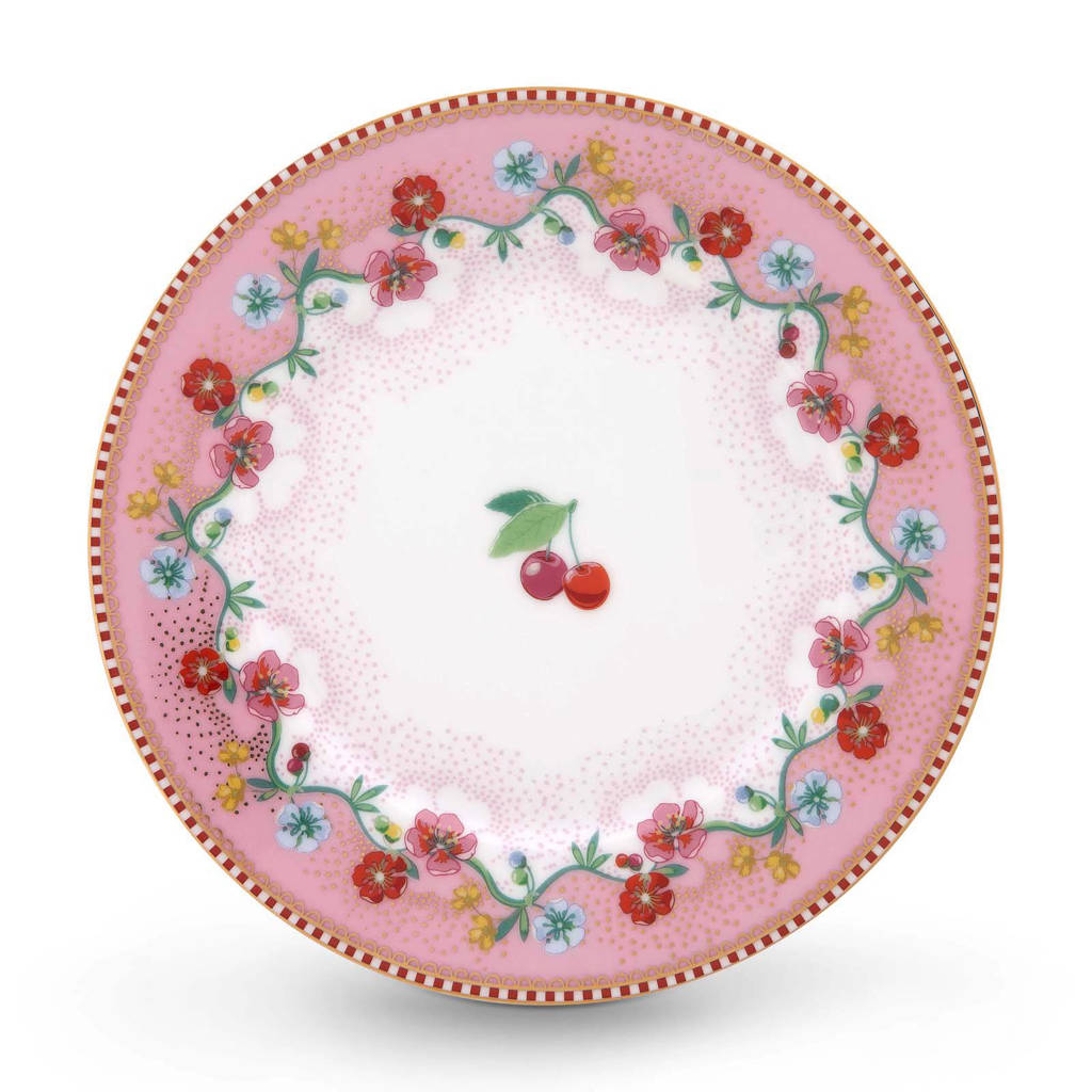 Pip Studio Floral gebaksbord (Ø17 cm), Roze