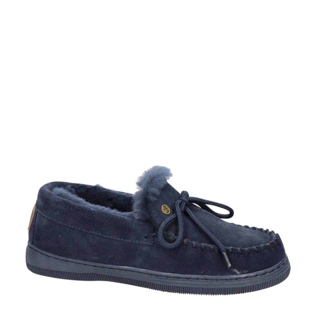 Donkerblauw en donkergrijze dames Warmbat Australia Koala suède pantoffels
