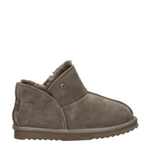 gevoerde suède pantoffels bruin