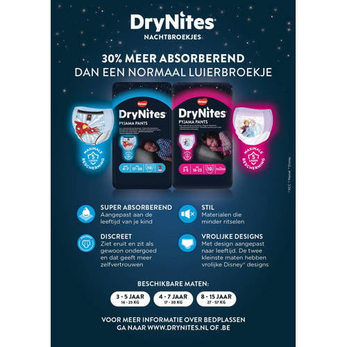 Huggies DryNites® luierbroekjes - jongens - 4 tot 7 jaar (17 - 30 kg) - 30 stuks