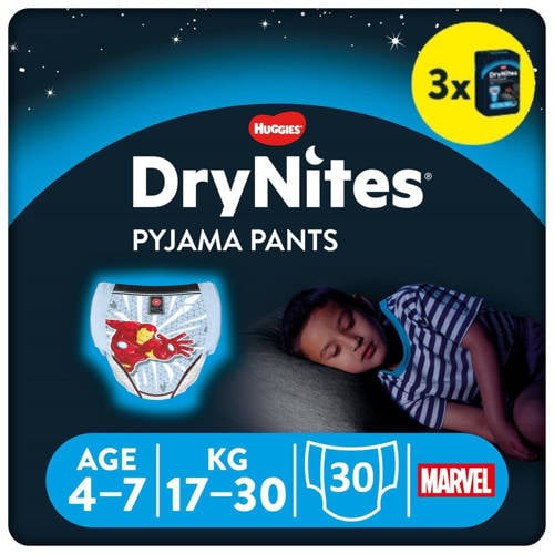 Huggies DryNites® luierbroekjes - jongens - 4 tot 7 jaar (17 - 30 kg) - 30 stuks