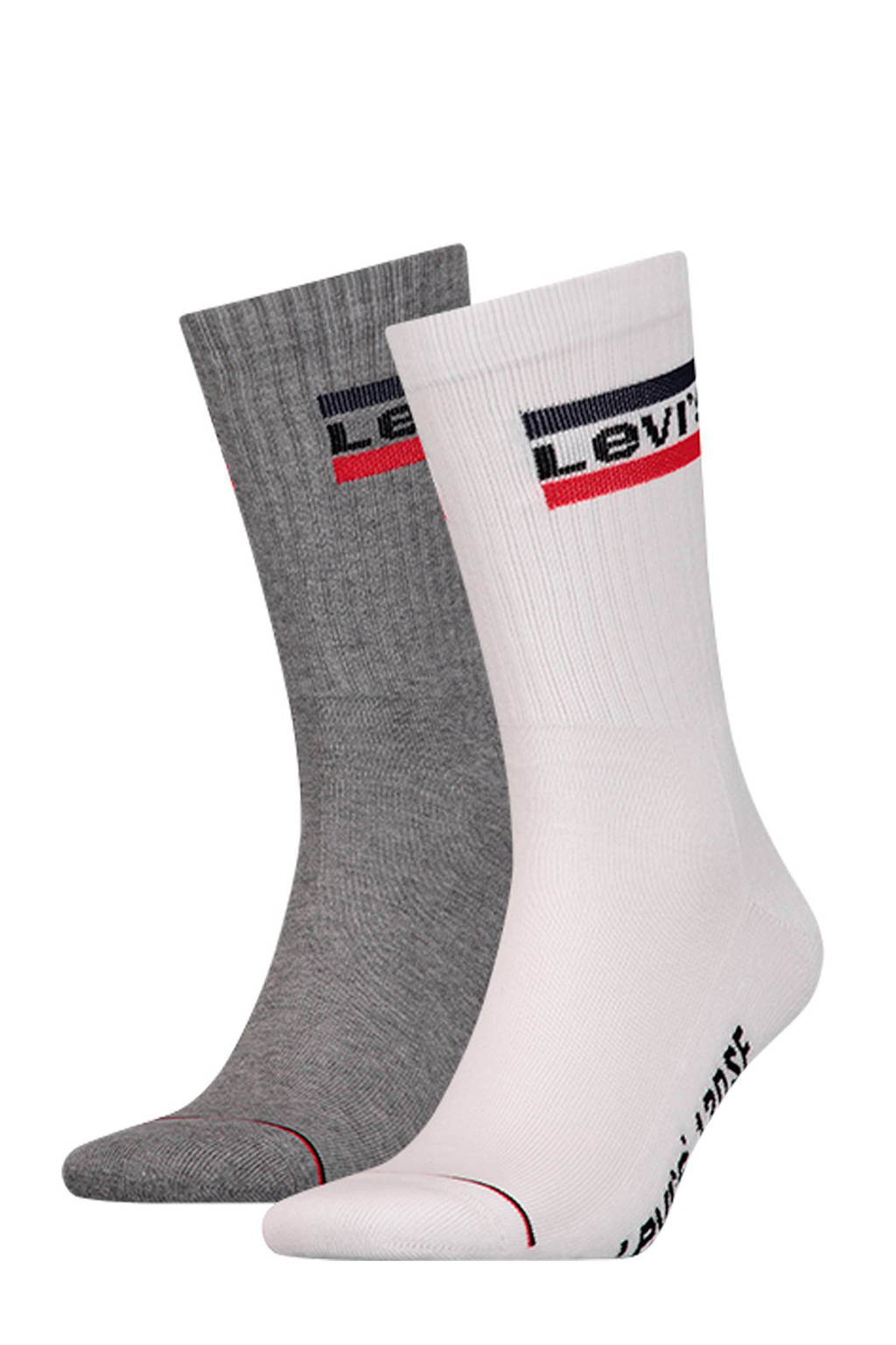Levi's sokken (2 paar), Wit/grijs/rood/zwart