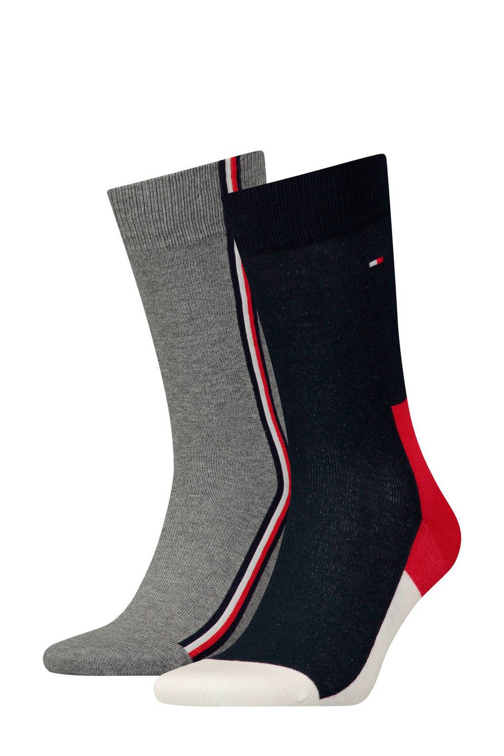 Tommy Hilfiger Iconic Hidden sokken (2 paar), Donkerblauw/wit/rood/grijs