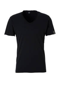 Zwarte heren REPLAY T-shirt van katoen met korte mouwen en V-hals