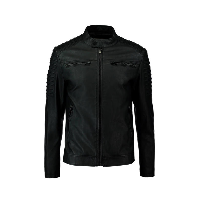 Leren bikerjack heren zwart charlie - Leather Nijmegen