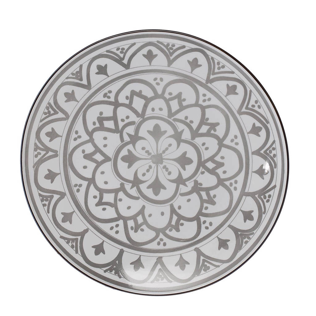 Riverdale Bloom dinerbord (Ø27 cm), Grijs/wit
