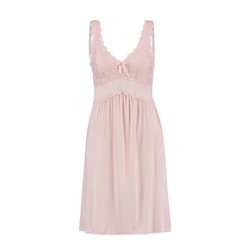 Hunkemoller Slipdress Modal Lace Roze hunkemoller kopen in de aanbieding