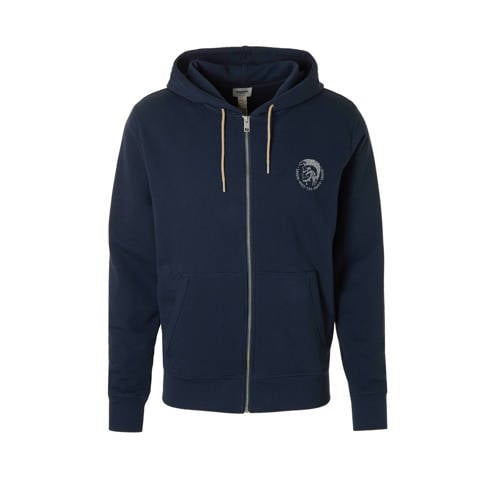 Diesel Sweatvest Blauw Met Printopdruk diesel kopen in de aanbieding