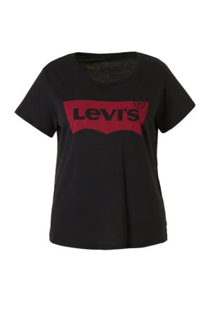 Perfect Tee T-shirt met logo zwart/rood