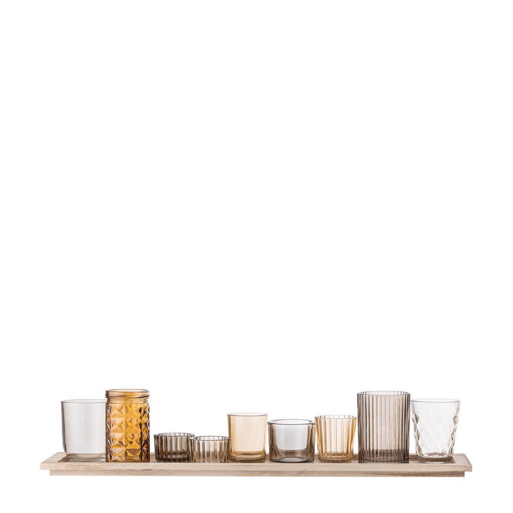 Bloomingville waxinelichthouder (set van 10), Bruin/transparant