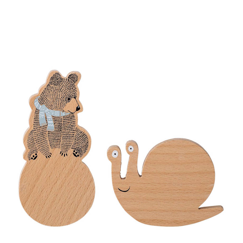 Bloomingville Mini kapstokhaak (set van 2), Bruin