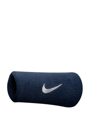 brede polsband donkerblauw/wit (set van 2)