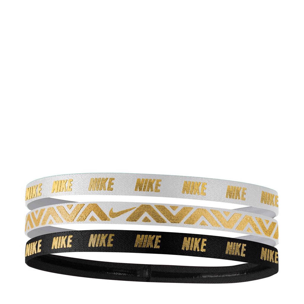 Nike haarbandjes (set van 3), Goud/wit/zwart