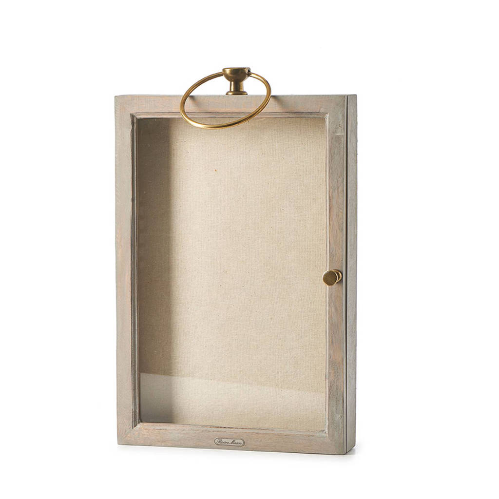 Riviera Maison wandkastje, Naturel/goud/transparant