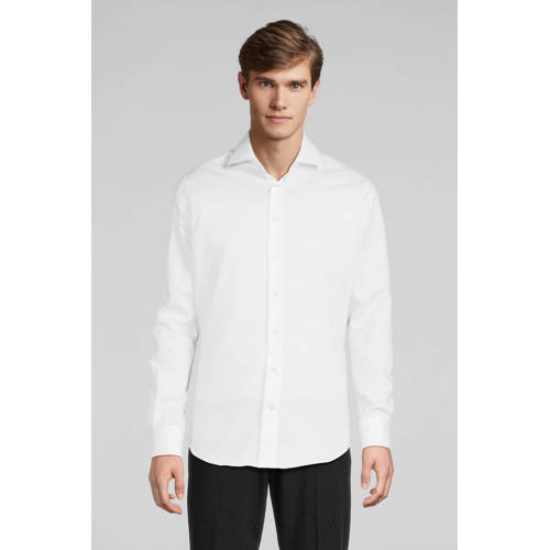Profuomo slim fit strijkvrij overhemd wit twill afbeelding