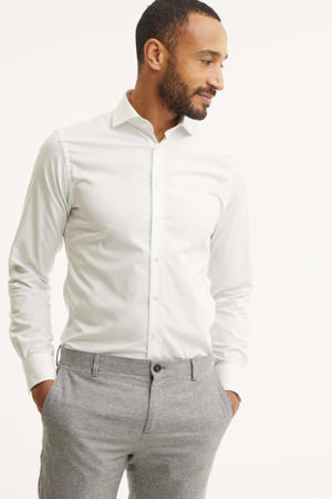 slim fit strijkvrij overhemd wit twill
