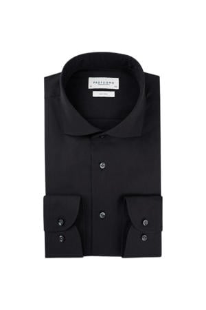 slim fit strijkvrij overhemd zwart twill