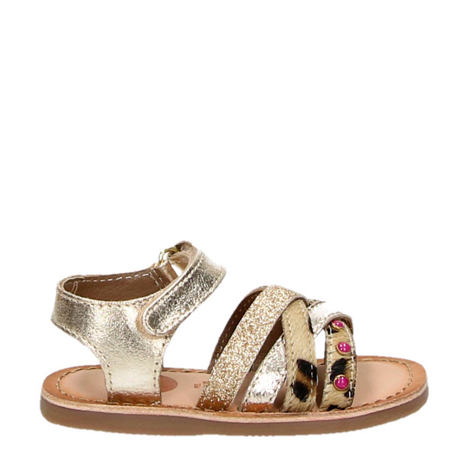 Manfield leren slippers zilver