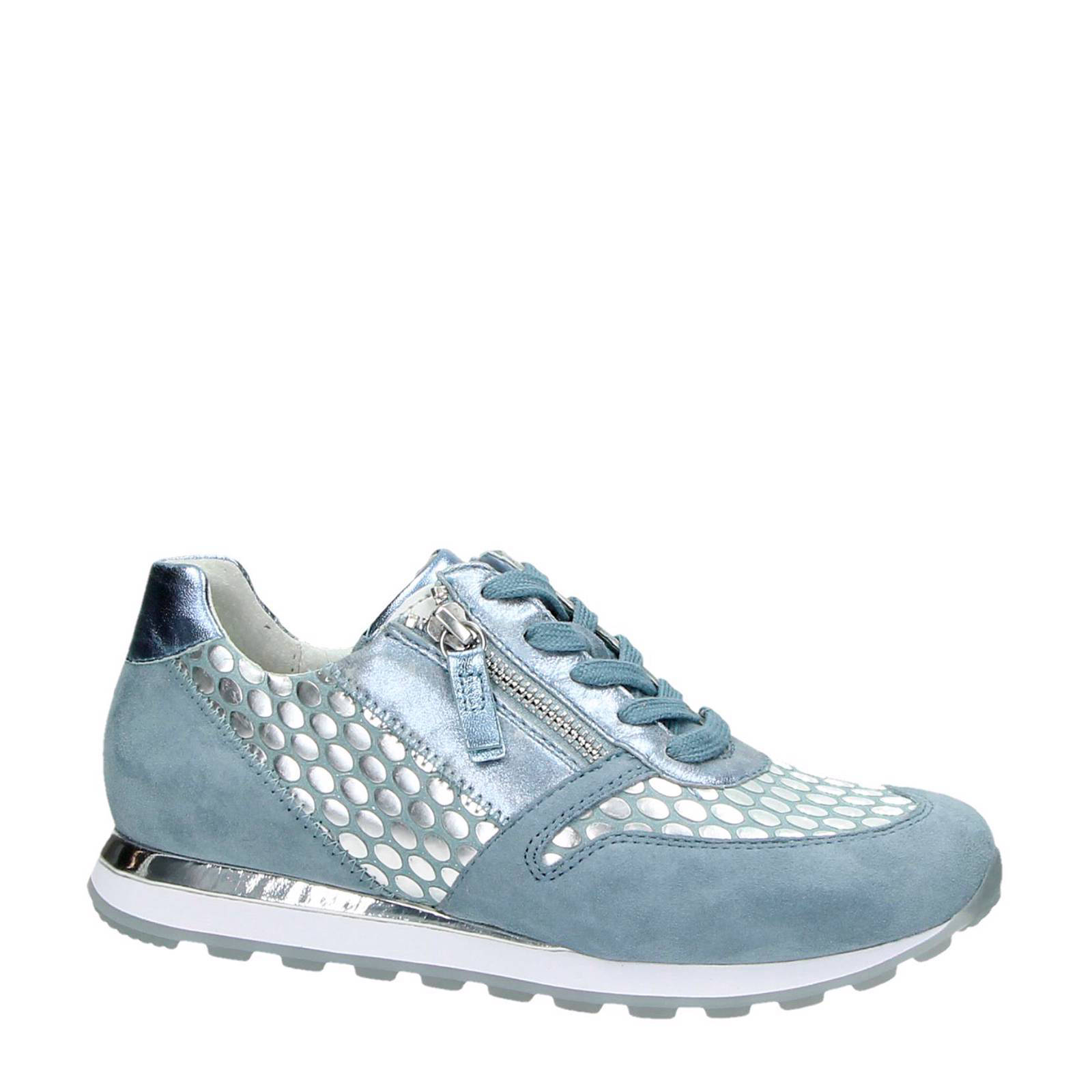 Gabor leren sneakers met suède en metallic stippen | wehkamp