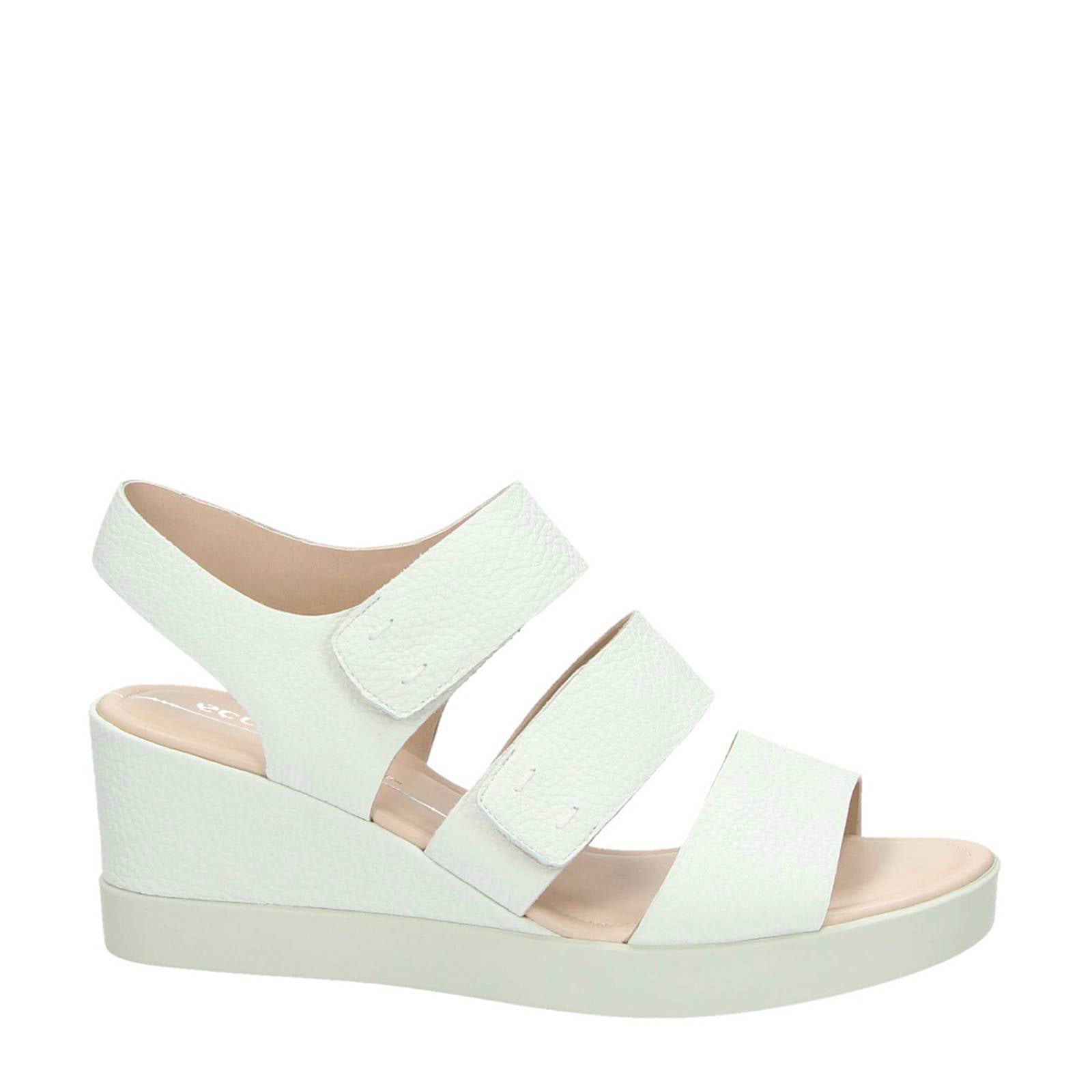 Ecco Shape Wedge Plateau leren sandalen | wehkamp