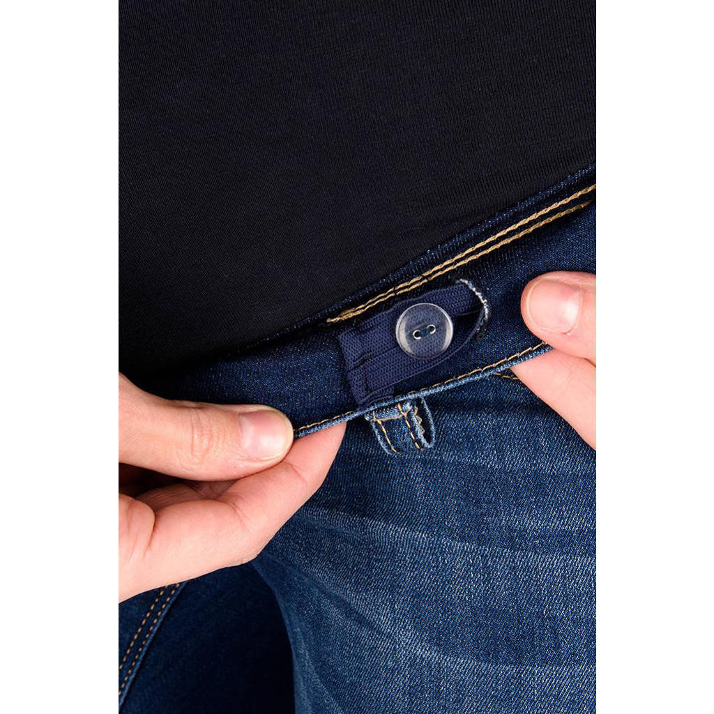 Blauwe dames LOVE2WAIT plus size positie skinny zwangerschapsjeans van stretchdenim met low waist, elastische tailleband en effen