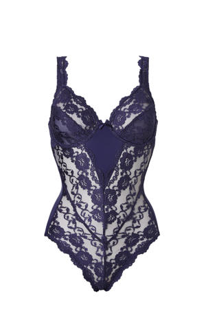 corrigerende body Classic Lace met kant donkerblauw