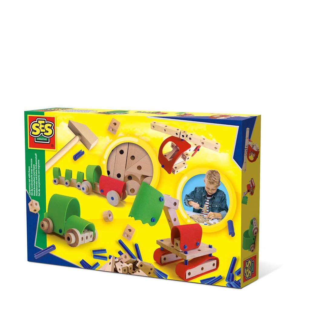 SES houten knutselset voertuigen