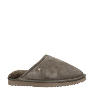 gevoerde suède pantoffels taupe