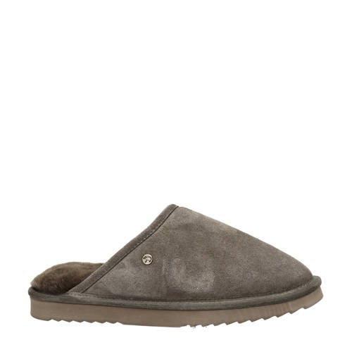 Warmbat Australia gevoerde suède pantoffels taupe afbeelding
