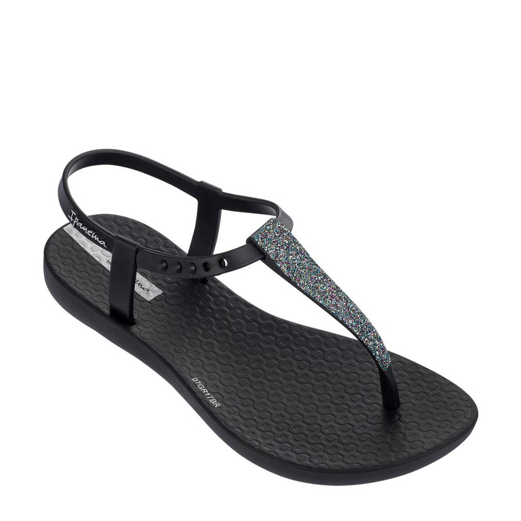 Ipanema Charm teenslippers met glitters, Zwart