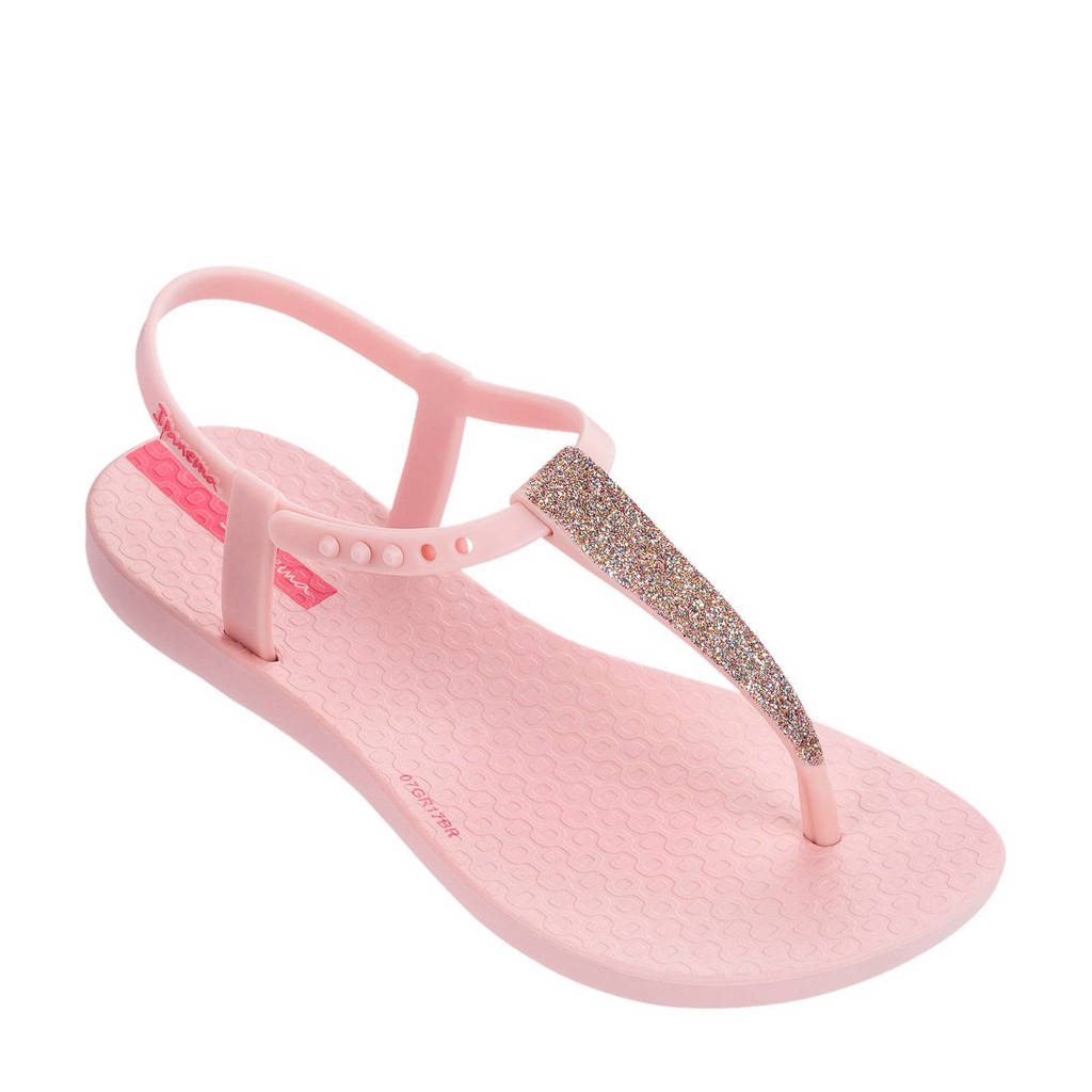 Ipanema Charm teenslippers met glitters, Lichtroze