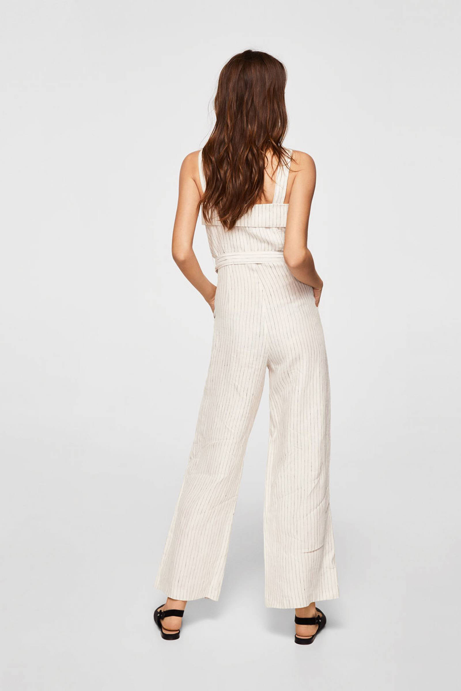 Mango linnen jumpsuit met strepen wehkamp