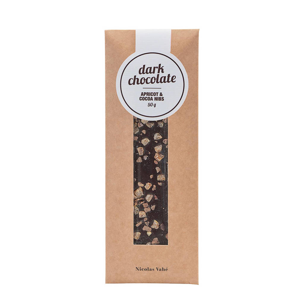 Nicolas Vahé pure chocolade met abrikoos & cacao (50 g), Puur
