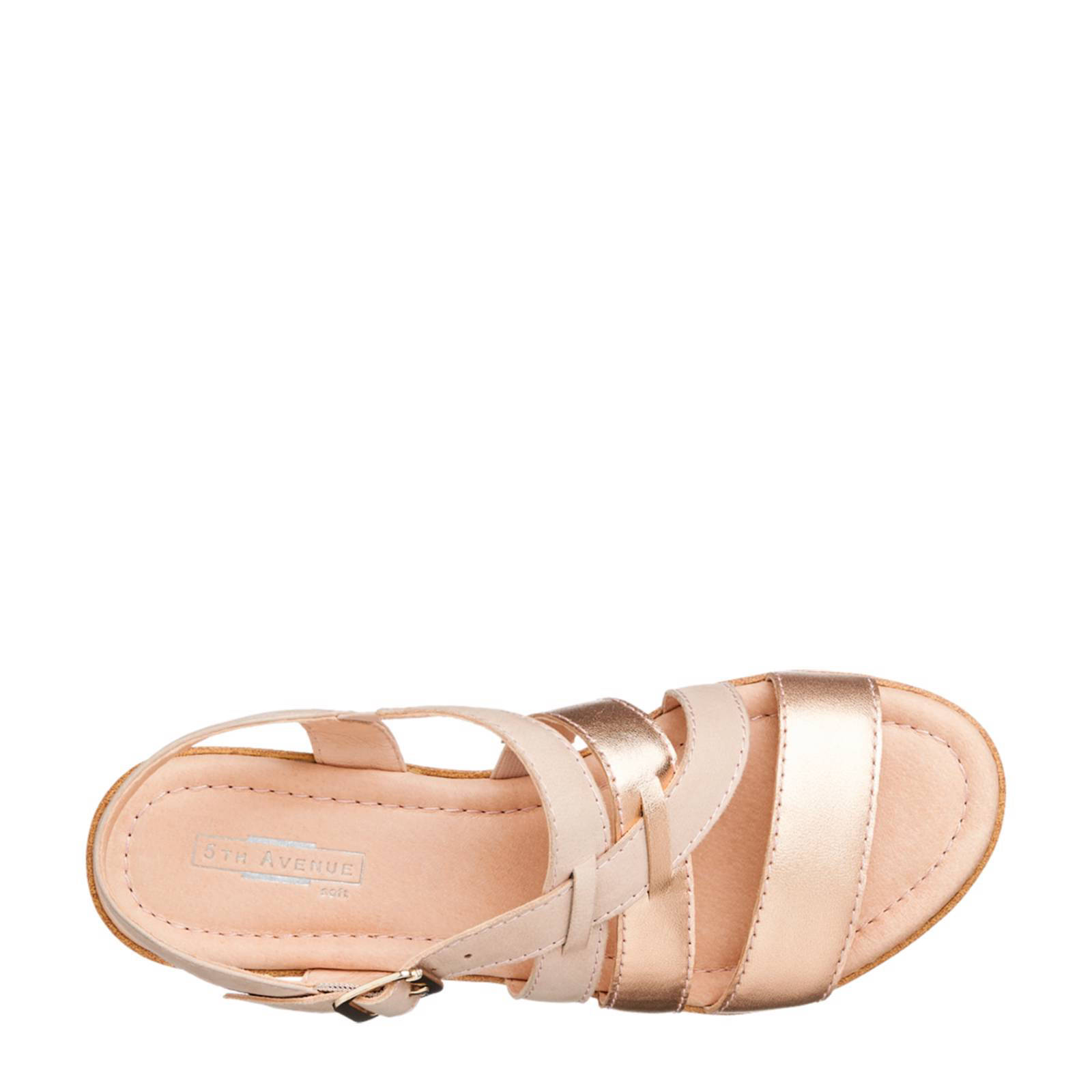 vanHaren 5th Avenue leren sandalen met metallics | wehkamp