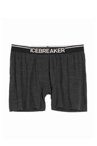 Icebreaker Anatomica gestreepte boxershort met merinowol zwart, Zwart