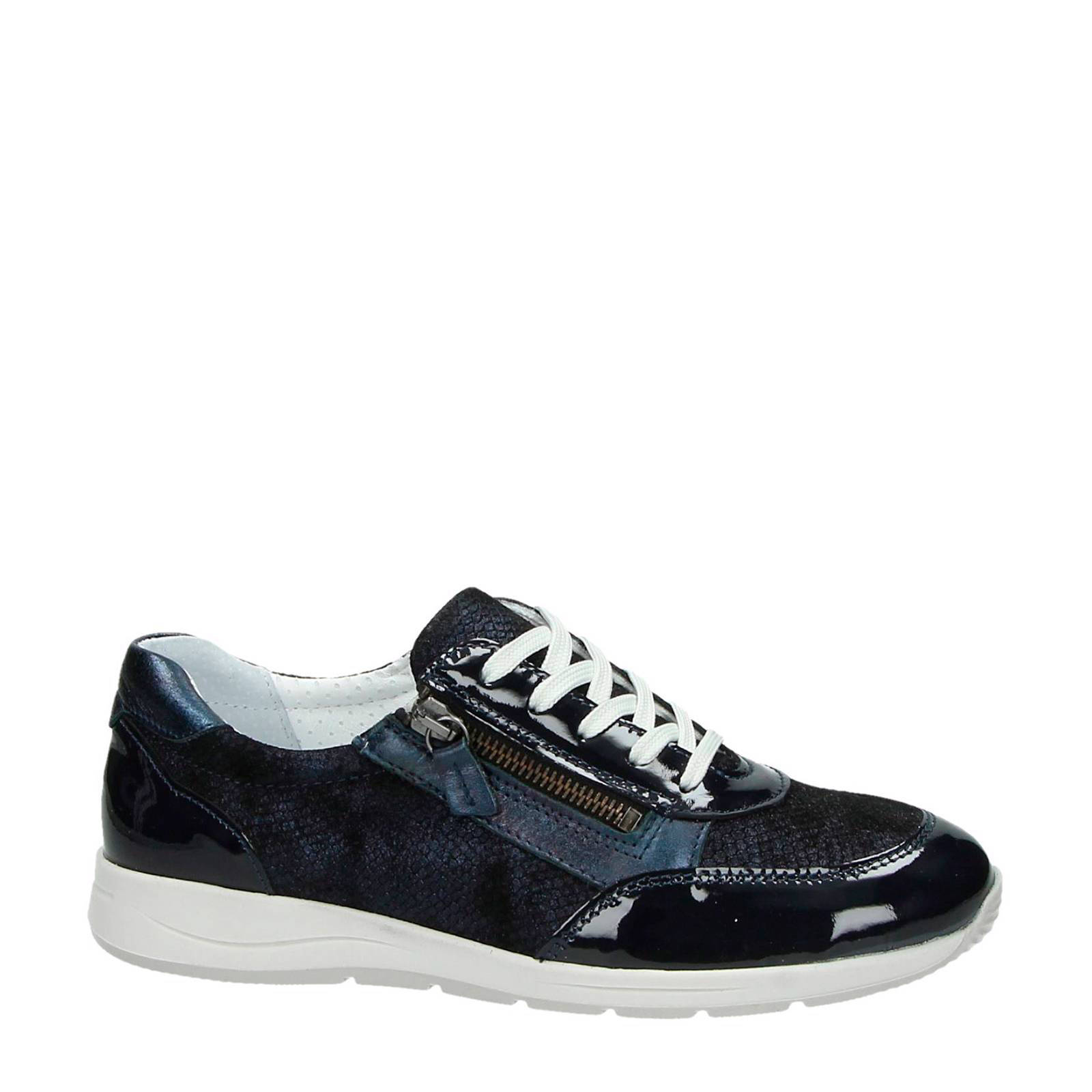 Zwarte lage sneakers met lakleer - Dames | MANFIELD