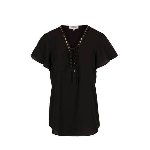 Morgan Top Met Veterdetail Zwart morgan kopen in de aanbieding